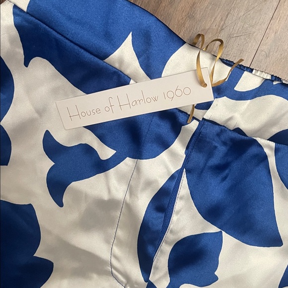 NWT House Of Harlow 1960 Palazzo Pants blue white wide leg high waist small - Picture 13 of 16
